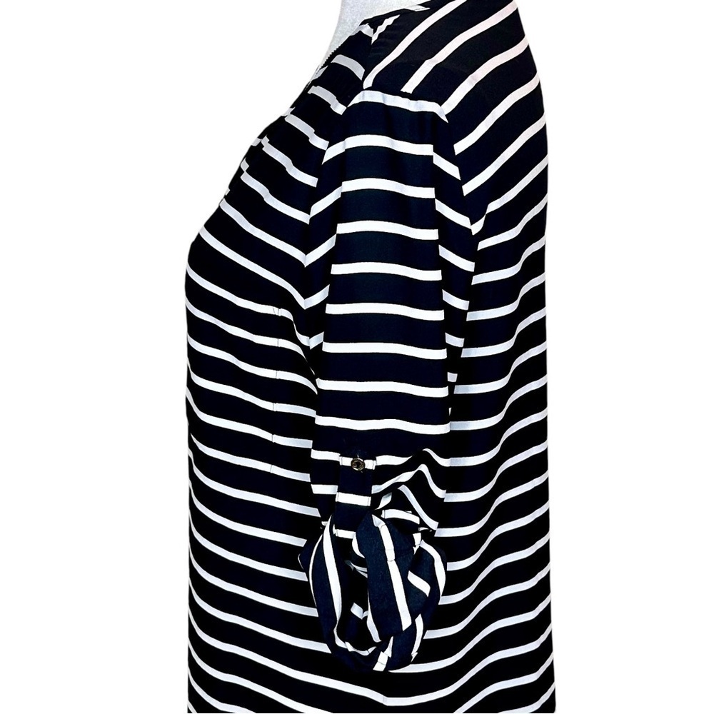 Calvin Klein V Neck Long Sleeve Striped Blouse Size M - Picture 7 of 14